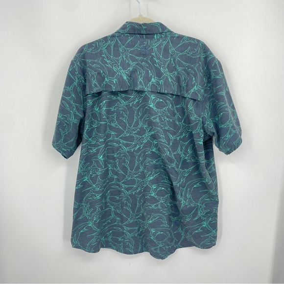 Magellan swordfish Vented Back Fishing Shirt blue girl L fish gear classic fit - Picture 2 of 8